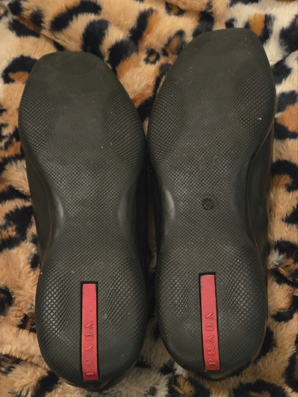 Prada Black Leather Slip-On Loafers with Red Insole Accent - Picture 2 of 5